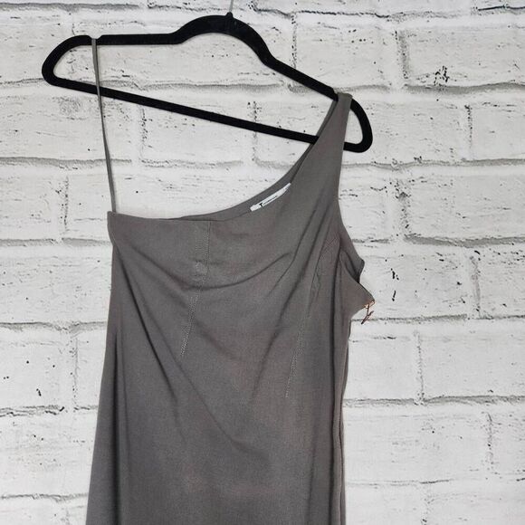 T by Alexander Wang Womens Gray Side Zipper One Shoulder Mini Dress Size Medium - Picture 3 of 9